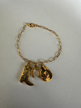 Load image into Gallery viewer, Cowgirl Western Gold Charm Bracelet
