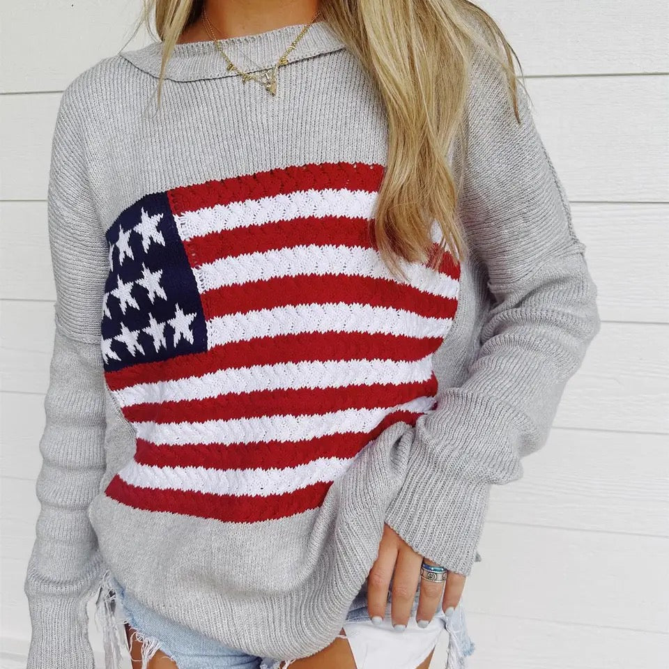 Preppy American Flag Sweater