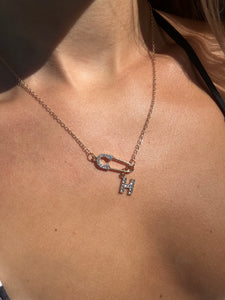 Safety Pin Initial Necklace