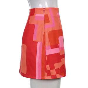 Pink Abstract Mini Skirt