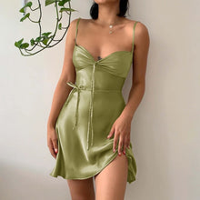 Load image into Gallery viewer, Green Satin Mini Dress
