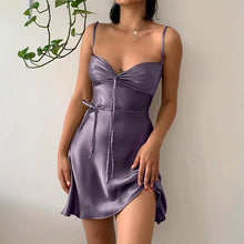 Load image into Gallery viewer, Lavender Satin Mini Dress
