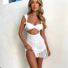 Load image into Gallery viewer, White Lace Cutout Mini Dress
