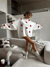 Load image into Gallery viewer, Pink Hearts Oversized Valentines day Sweater
