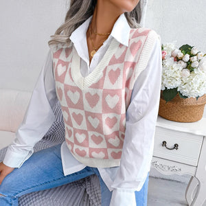 Pink Checkered Hearts Valentines Day Vest