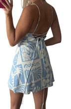 Load image into Gallery viewer, Blue Coastal Tile Tie-Back Mini Dress - Juniper
