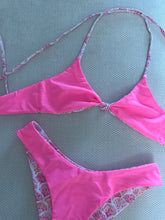 Load image into Gallery viewer, coral print halter bikini top
