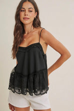 Load image into Gallery viewer, PREORDER Lace Trim Babydoll Cami Top (Black &amp; White) - Juniper
