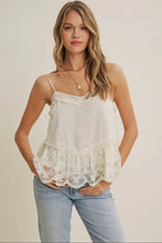 Load image into Gallery viewer, PREORDER Lace Trim Babydoll Cami Top (Black &amp; White) - Juniper
