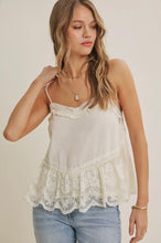 Load image into Gallery viewer, PREORDER Lace Trim Babydoll Cami Top (Black &amp; White) - Juniper
