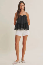 Load image into Gallery viewer, PREORDER Lace Trim Babydoll Cami Top (Black &amp; White) - Juniper

