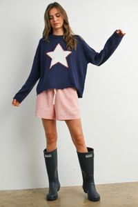 PREORDER Starlit Nights Knit Sweater – Navy & White