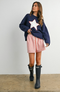 PREORDER Starlit Nights Knit Sweater – Navy & White