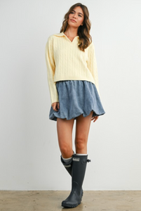 Grey Cable Knit Sweater – Cozy Cropped Pullover