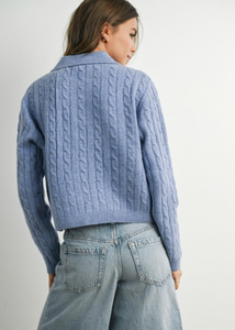 Grey Cable Knit Sweater – Cozy Cropped Pullover