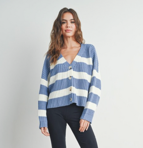 Coastal Breeze Striped Knit Cardigan