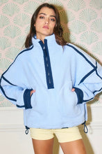 Load image into Gallery viewer, Blue skies half-zip sherpa pullover
