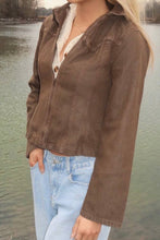 Load image into Gallery viewer, Brown fitted denim jacket for women | vintage western jacket
