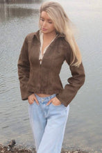 Load image into Gallery viewer, Brown fitted denim jacket for women | vintage western jacket
