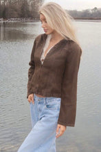 Load image into Gallery viewer, Brown fitted denim jacket for women | vintage western jacket
