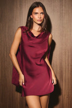 Load image into Gallery viewer, Burgundy cowl neck open back mini dress
