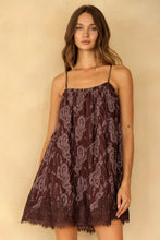 Load image into Gallery viewer, Chocolate brown floral lace mini dress
