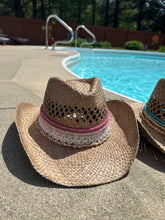 Load image into Gallery viewer, Coastal Cowgirl Straw Beaded Charm Hat - Juniper
