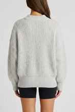 Load image into Gallery viewer, Light gray oversized chunky knit mock neck sweater with long sleeves and ribbed details, perfect for cozy fall and winter outfits.
