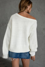 Load image into Gallery viewer, Cozy muse beige off-the-shoulder knit sweater
