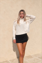 Load image into Gallery viewer, Cream cropped turtleneck sweater – cozy muse
