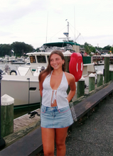 Load image into Gallery viewer, Grey tie in front tank top - top
