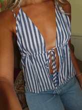Load image into Gallery viewer, Grey tie in front tank top - top
