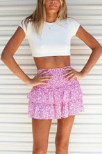 Load image into Gallery viewer, Pink Floral Ruffle Skirt
