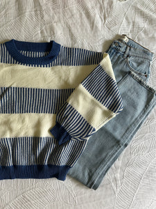 Blue Chunky Striped Sweater