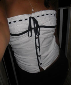 White Lace-Up Corset Top