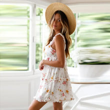 Load image into Gallery viewer, White Ruffle Floral Dress
