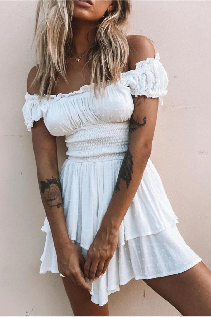 flowy white mini dress Smitten Sweetheart Neckline Chiffon Party maxi dresses White Boho Dress Juniper