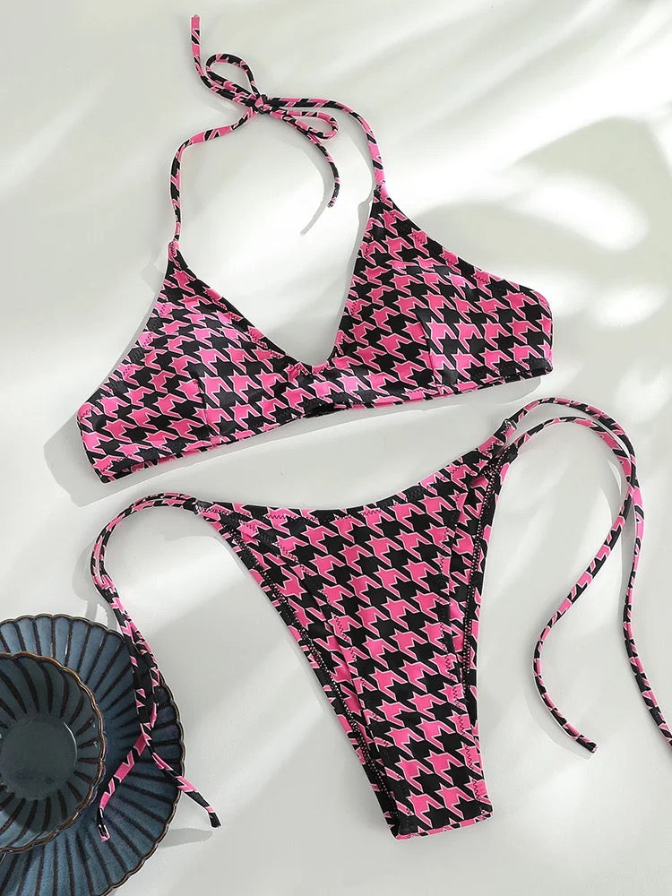 Pink Checkered Bikini Set - Juniper