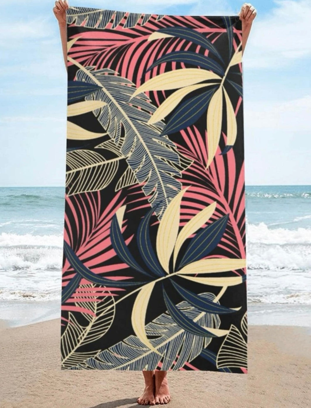 Pink Black Tropical Beach Towel - Juniper