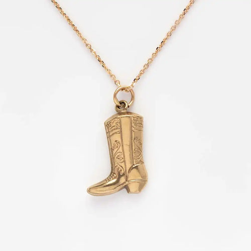 Stainless Steel Cowboy Boots Pendant Necklace for Women Girls Retro Creative Gold Plated Shoes Necklace Hip Hop Jewelry Gift - Juniper