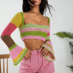 Cropped Colorful Sweater - Juniper