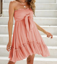Load image into Gallery viewer, Pink/Blue Floral Strapless Ruffle Dress - Juniper
