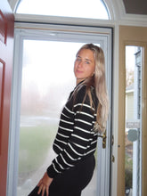Load image into Gallery viewer, Quarter zip striped sweater - sweater
