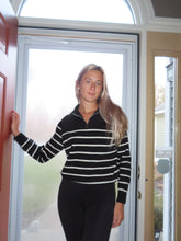 Load image into Gallery viewer, Quarter zip striped sweater - sweater
