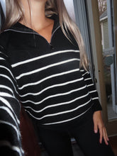 Load image into Gallery viewer, Quarter zip striped sweater - sweater
