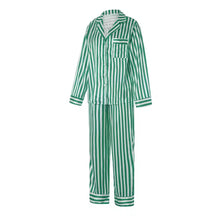 Load image into Gallery viewer, Red and Green Striped Satin Christmas Pajamas - Juniper
