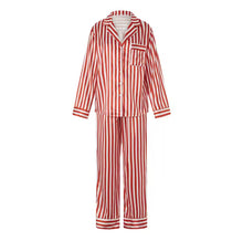 Load image into Gallery viewer, Red and Green Striped Satin Christmas Pajamas - Juniper

