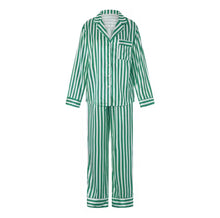 Load image into Gallery viewer, Red and Green Striped Satin Christmas Pajamas - Juniper
