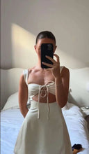 Load image into Gallery viewer, Satin Open Front Mini Dress - Juniper
