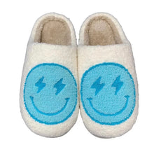 Load image into Gallery viewer, HOT PINK AND BLUE LIGHTNING HAPPY SLIPPERS - Juniper
